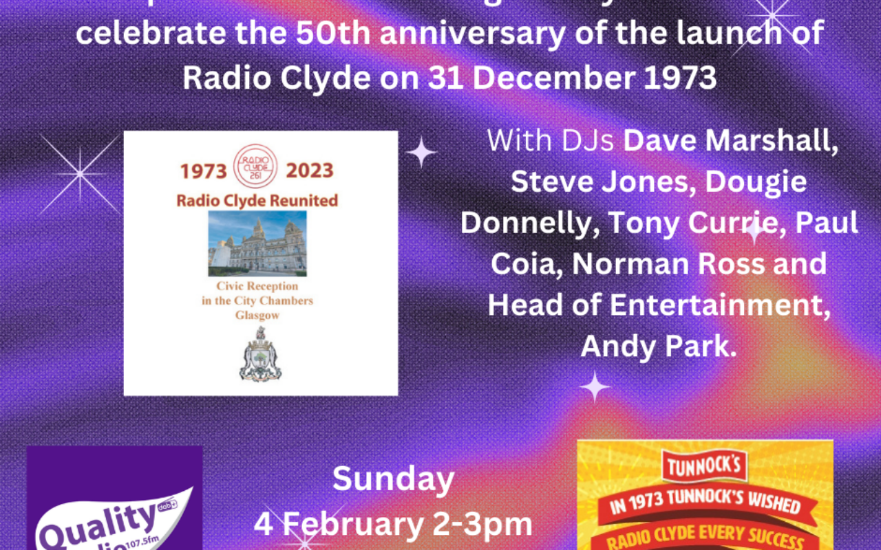 Radio Clyde Reunited 50th anniversary – Sunday 4 February at 2pm